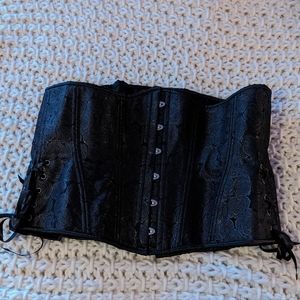 Black Floral Brocade Corset, Hourglass Longline